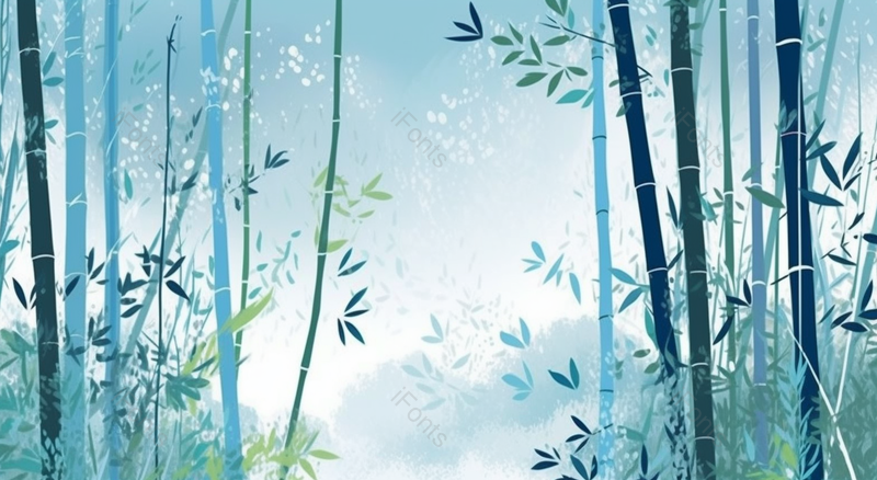 水彩风格蓝色竹子竹林插画,插画/手绘图,插画/手绘图库,插画/手绘图下载,插画/手绘